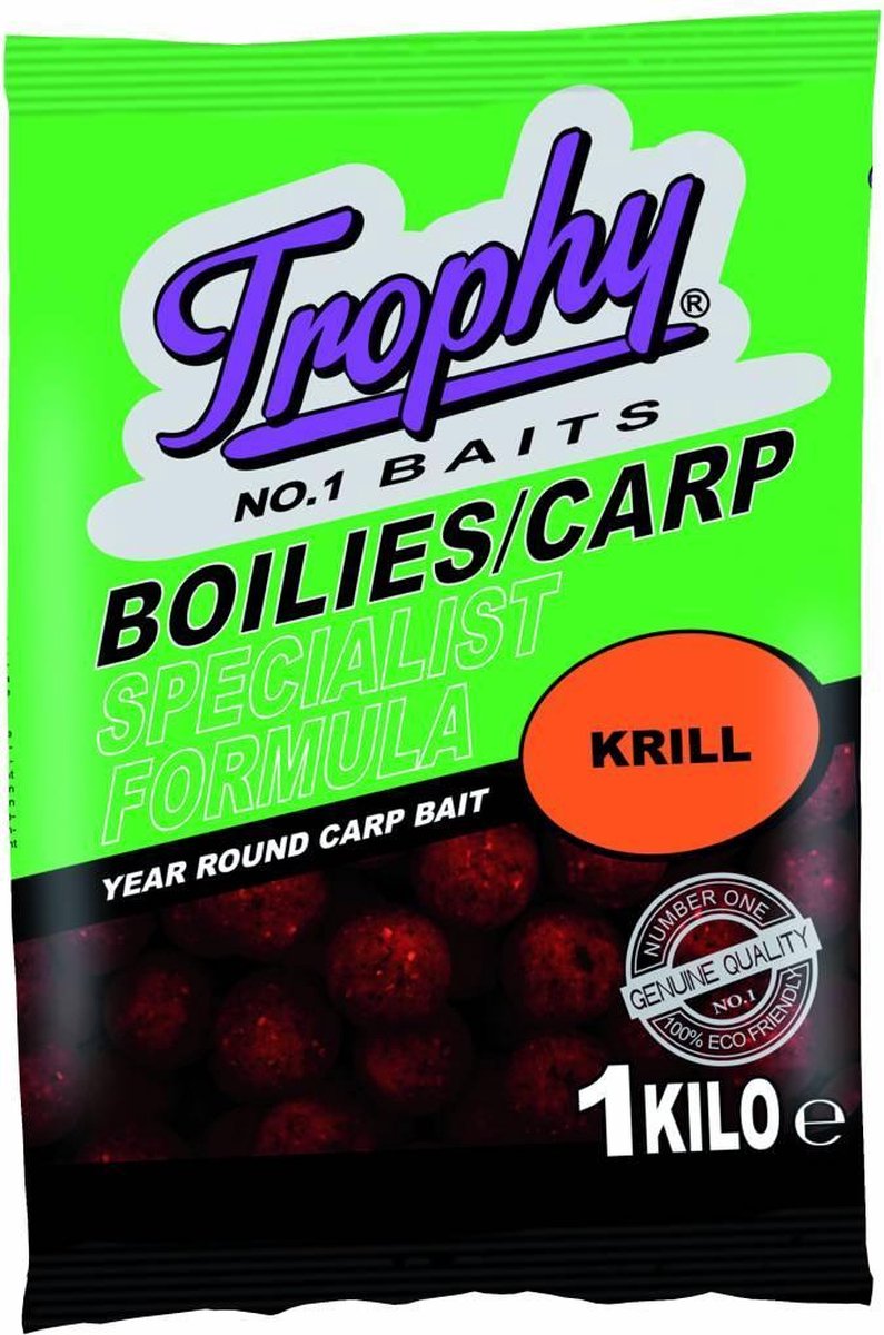 Trophy Bait Boilies Krill - Dark Red 1KG / 15mm